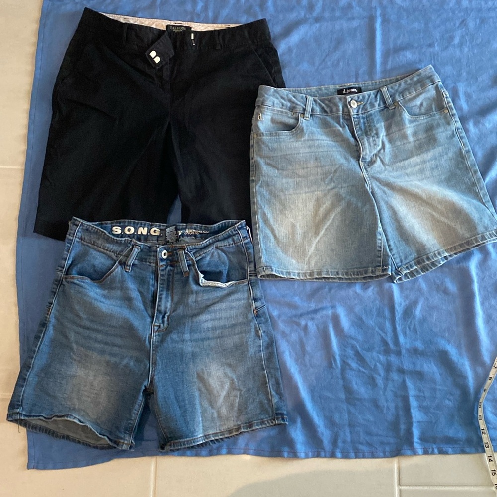 Lot of 3 women’s shorts. Black walking and 2 pair of Jean shorts